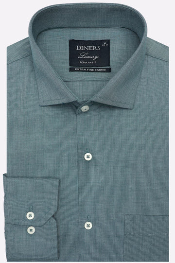 Green Self Textured Formal Shirt