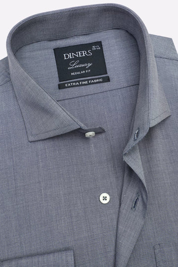 Light Grey Self Textured Formal Shirt