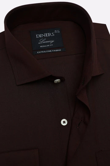 Maroon Self Textured Formal Shirt