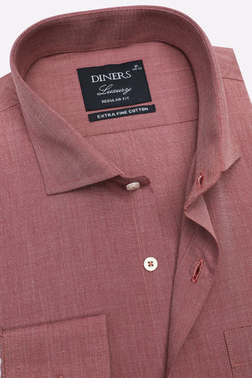 Red Self Textured Formal Shirt
