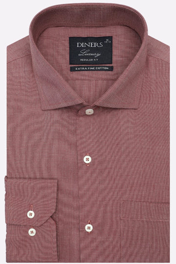 Red Self Textured Formal Shirt