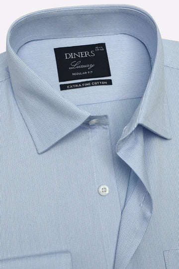 Blue Self Stripes Formal Shirt