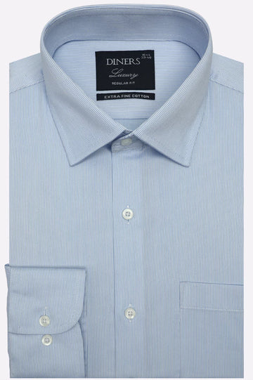 Blue Self Stripes Formal Shirt