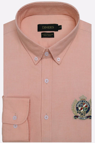 Peach Self Formal Shirt