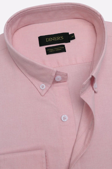 Pink Self Textured Formal Shirt