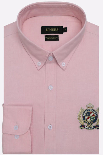 Pink Self Textured Formal Shirt
