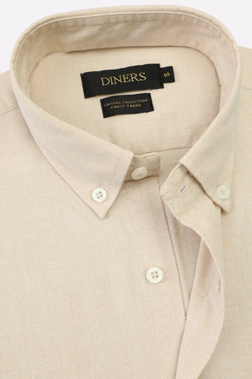 Yellow Self Textured Casual Shirt