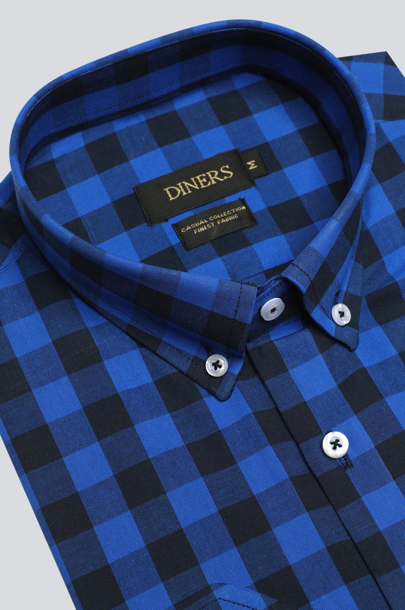 Royal Blue Gingham Check Casual Shirt From Diners