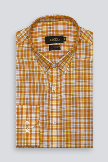 Orange Glen Plaid Check Casual Shirt