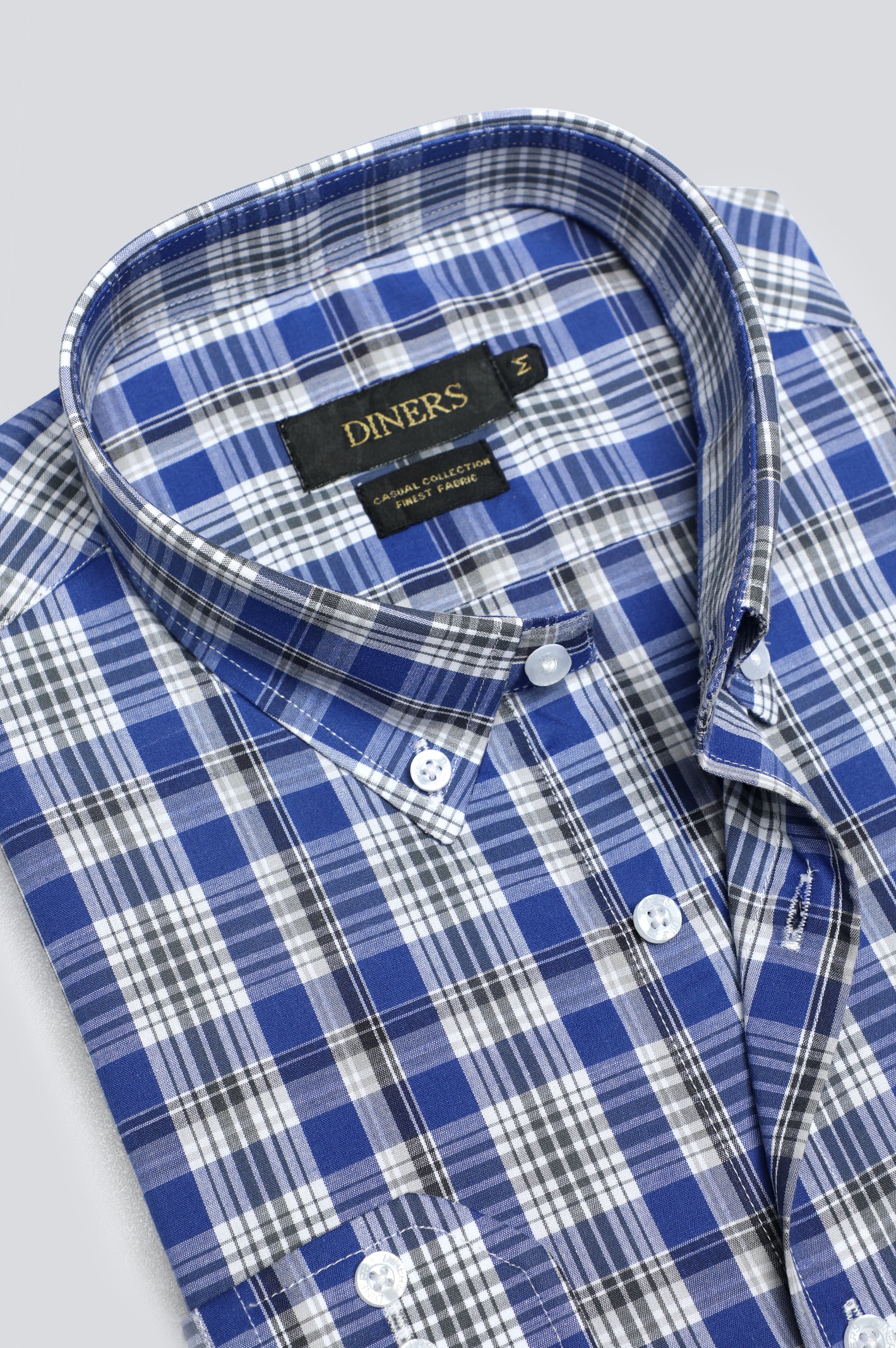 Royal Blue Tattersall Check Casual Shirt From Diners