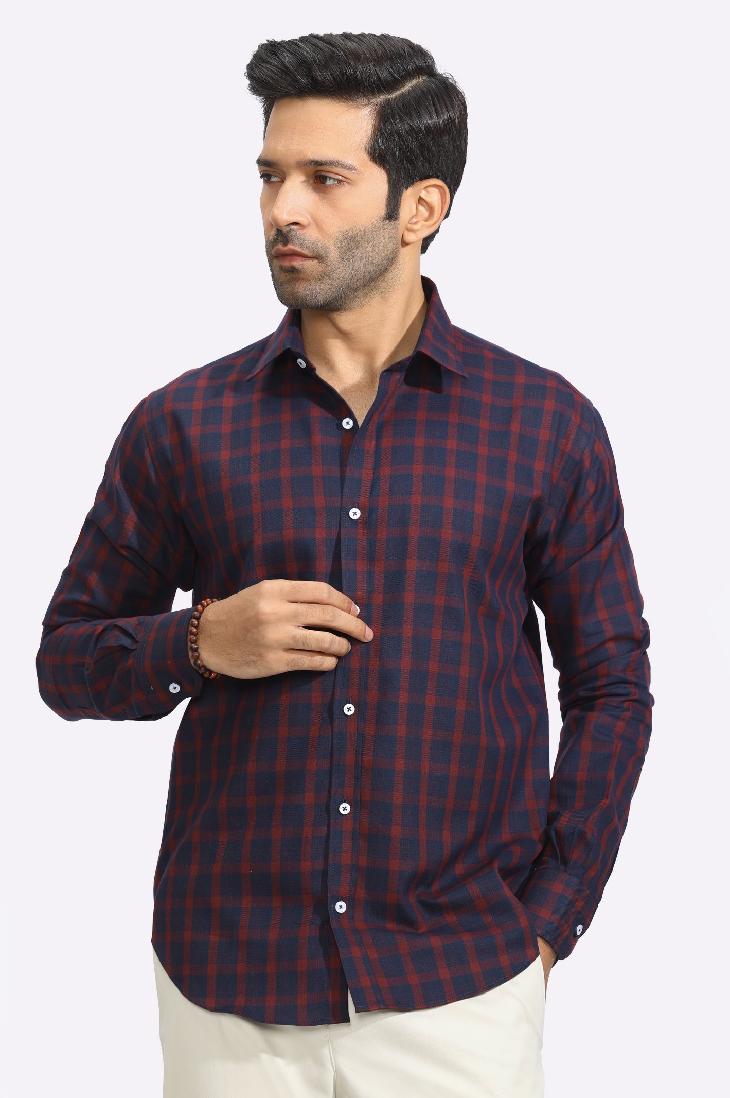 Maroon Windowpane Check Casual Shirt From Diners