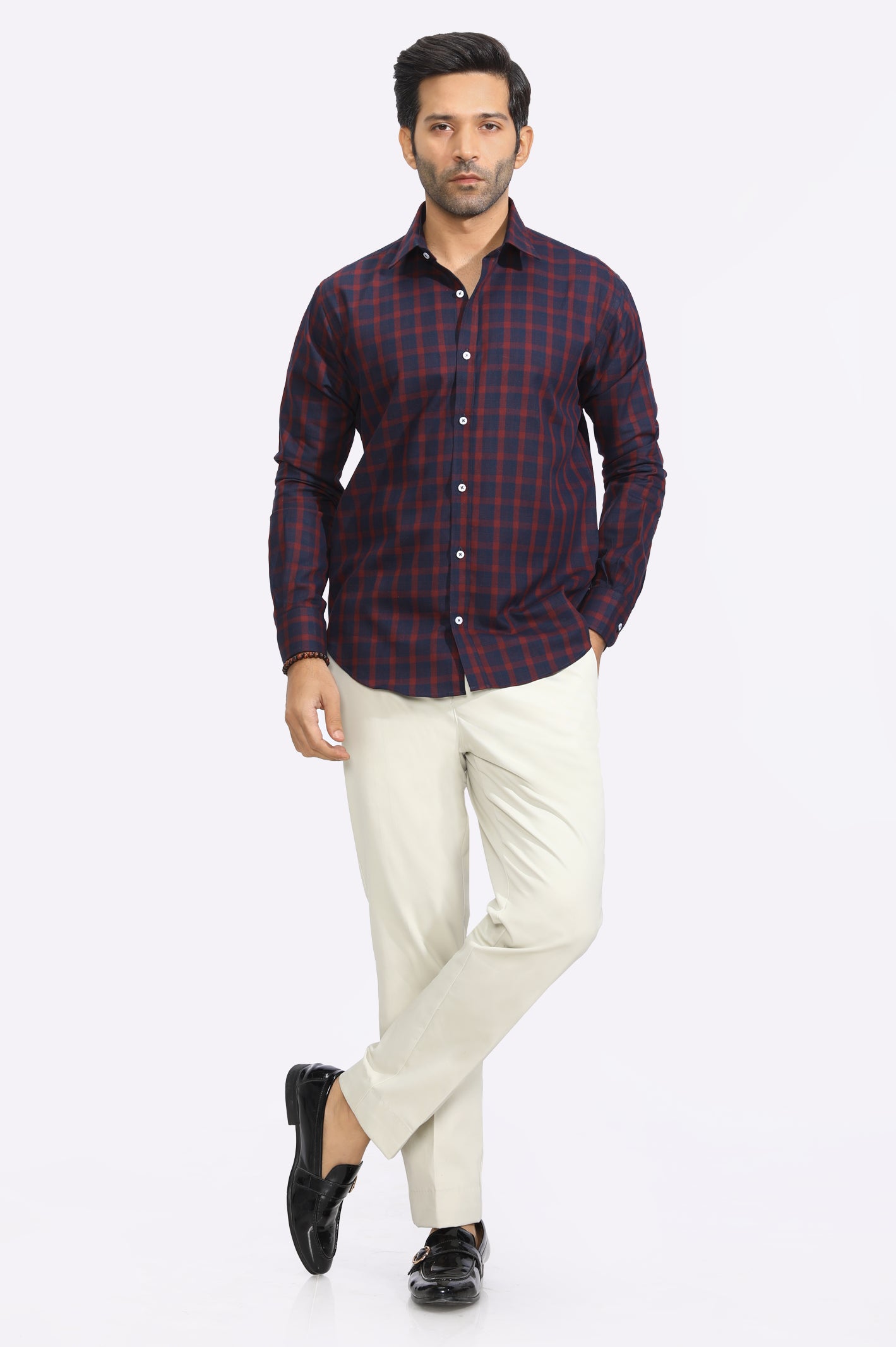 Maroon Windowpane Check Casual Shirt From Diners