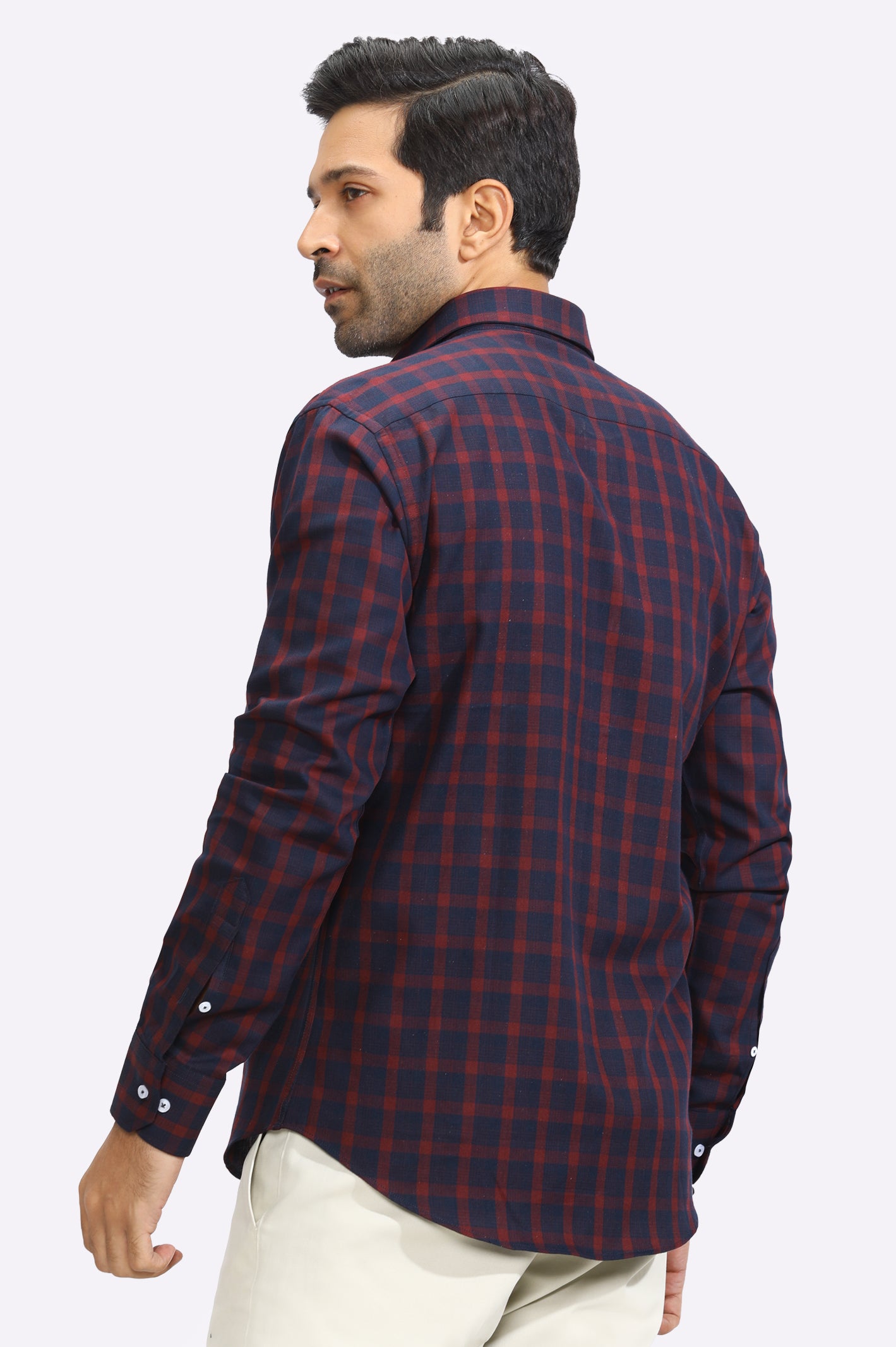 Maroon Windowpane Check Casual Shirt From Diners