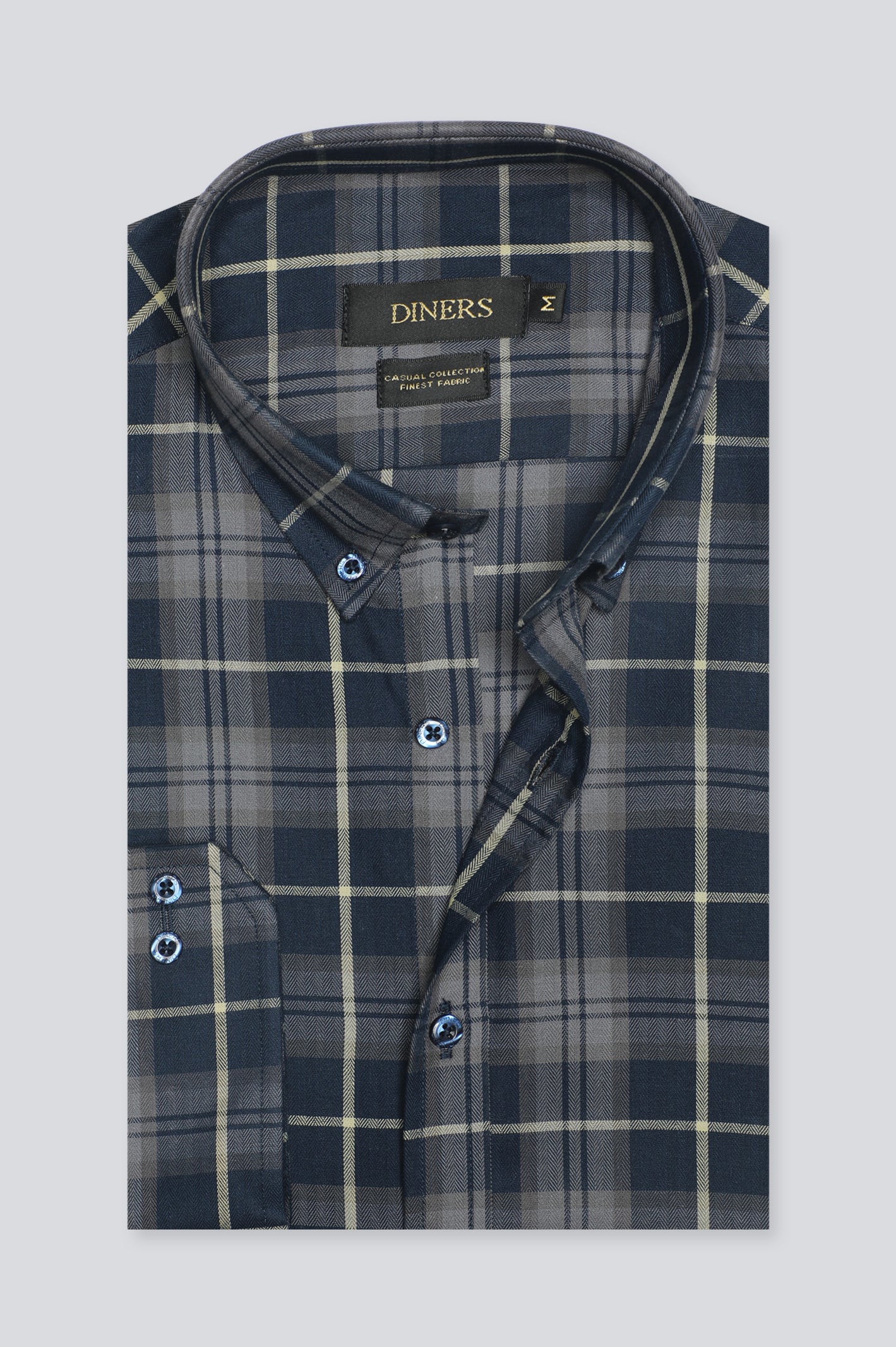 Grey Tattersall Check Casual Shirt From Diners