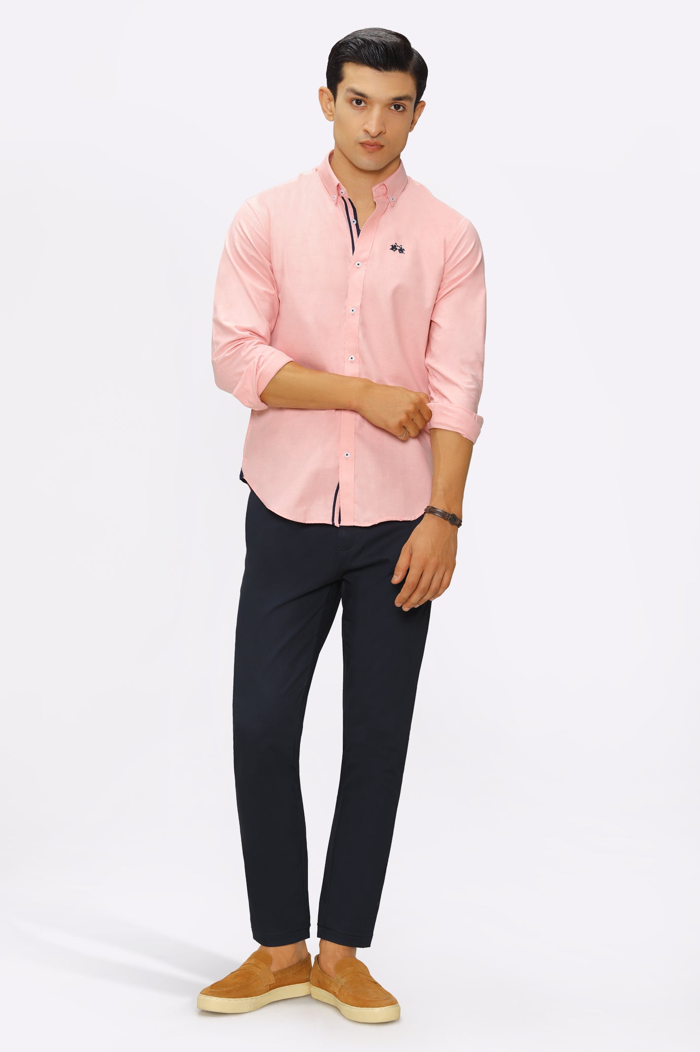 Peach Textured Casual Shirt From Diners