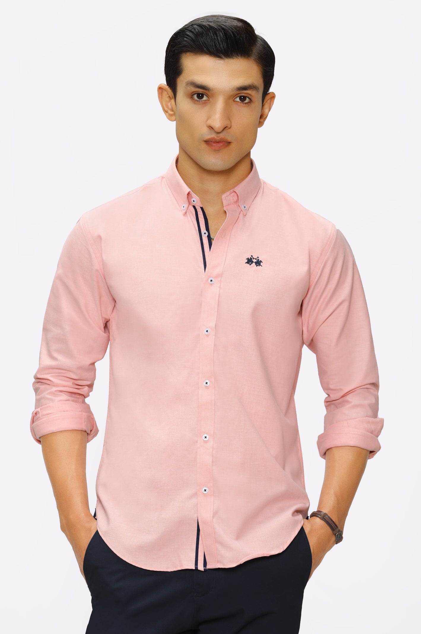 Peach Textured Casual Shirt From Diners