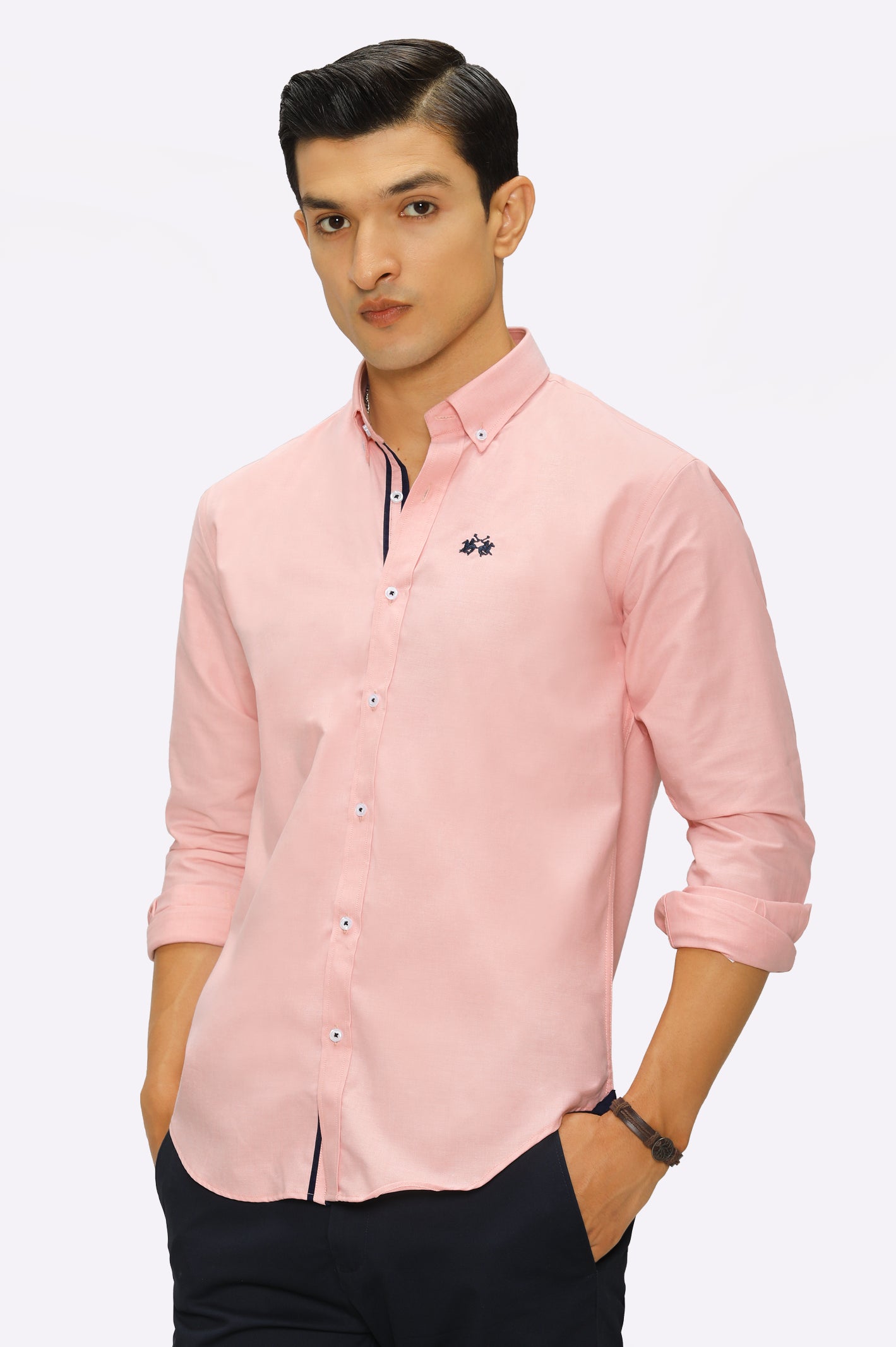 Peach Textured Casual Shirt From Diners