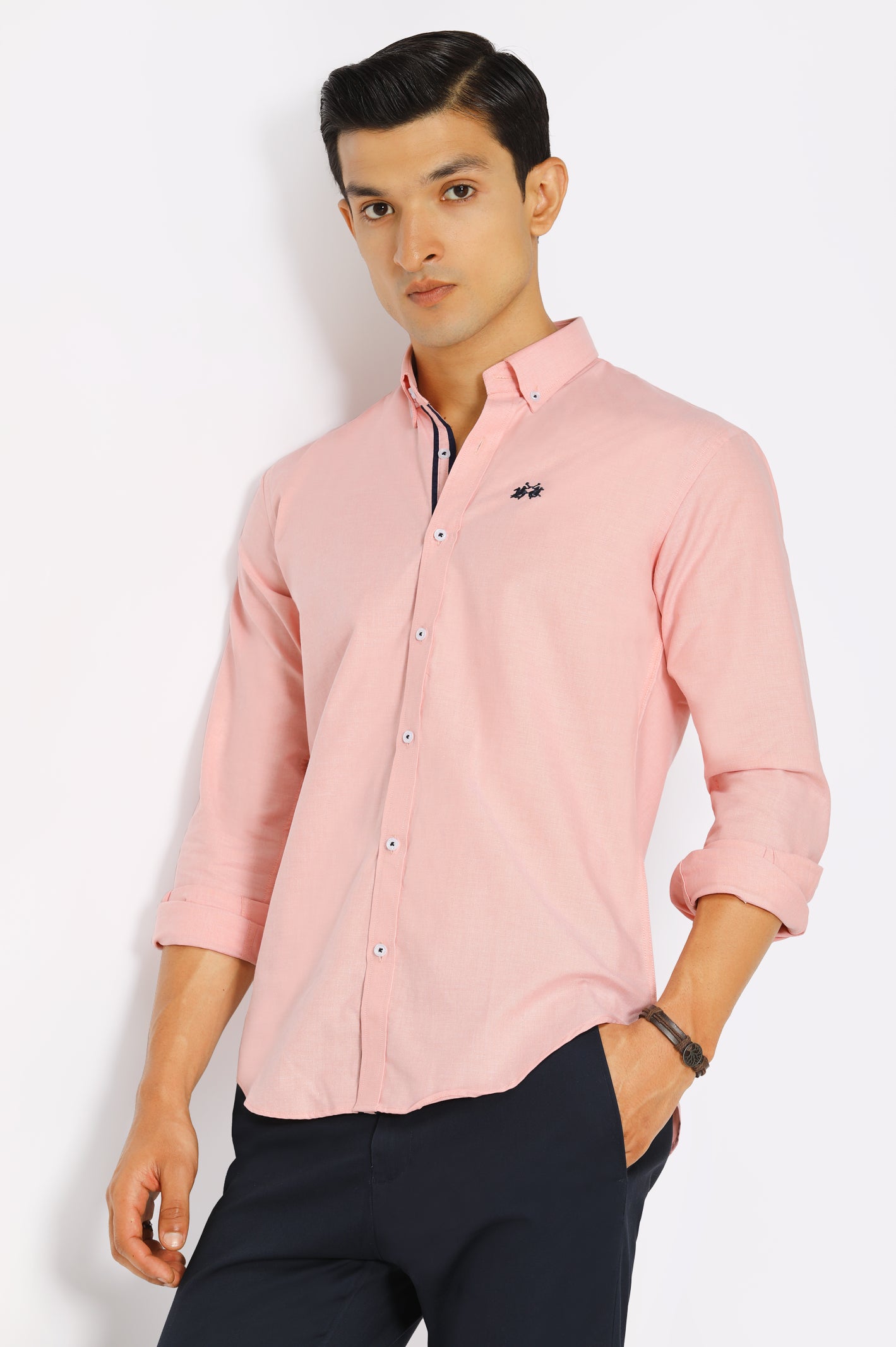 Peach Textured Casual Shirt From Diners