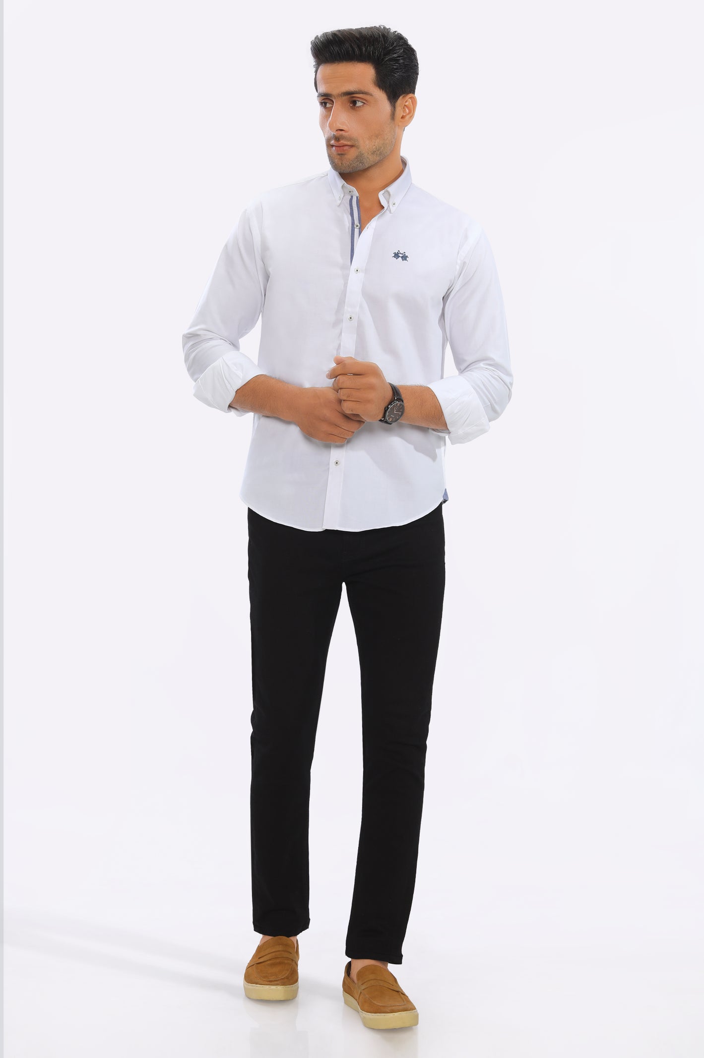 White Textured Casual Shirt From Diners