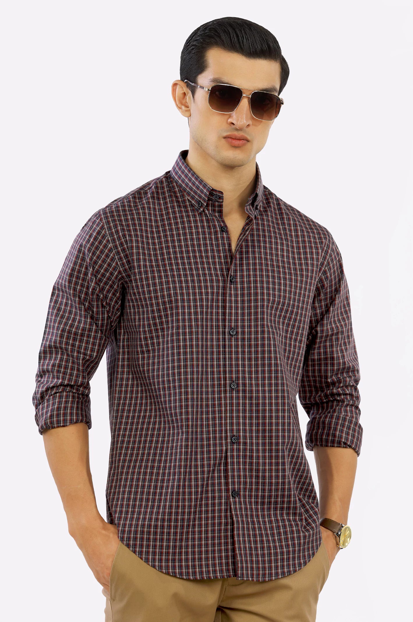 Multicolor Tartan Plaid Check Casual Shirt From Diners