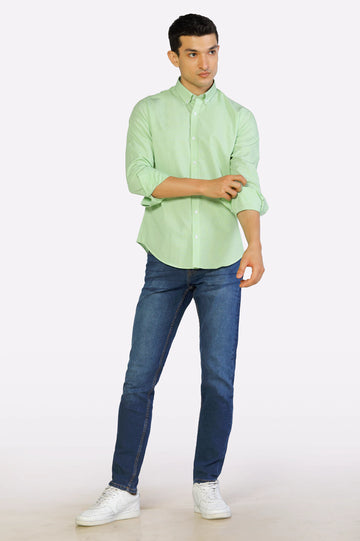 Light Green Mini-Check Casual Shirt