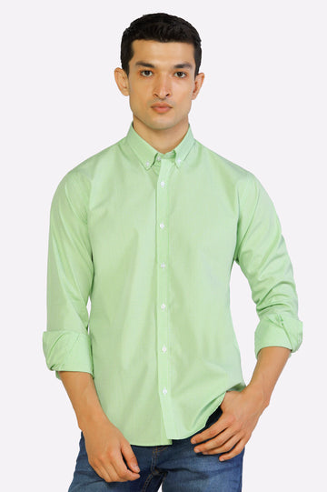 Light Green Mini-Check Casual Shirt