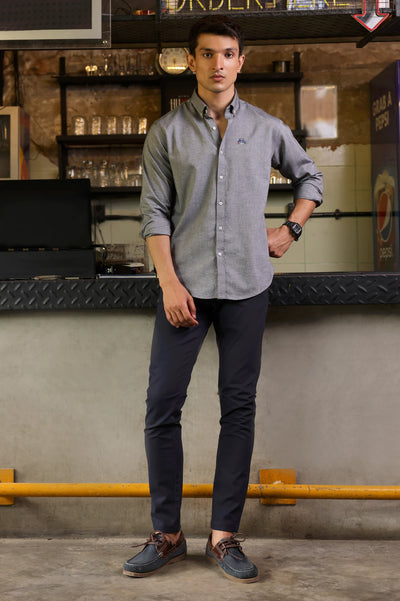 Dark Grey Textured Casual Shirt – Diners Pakistan