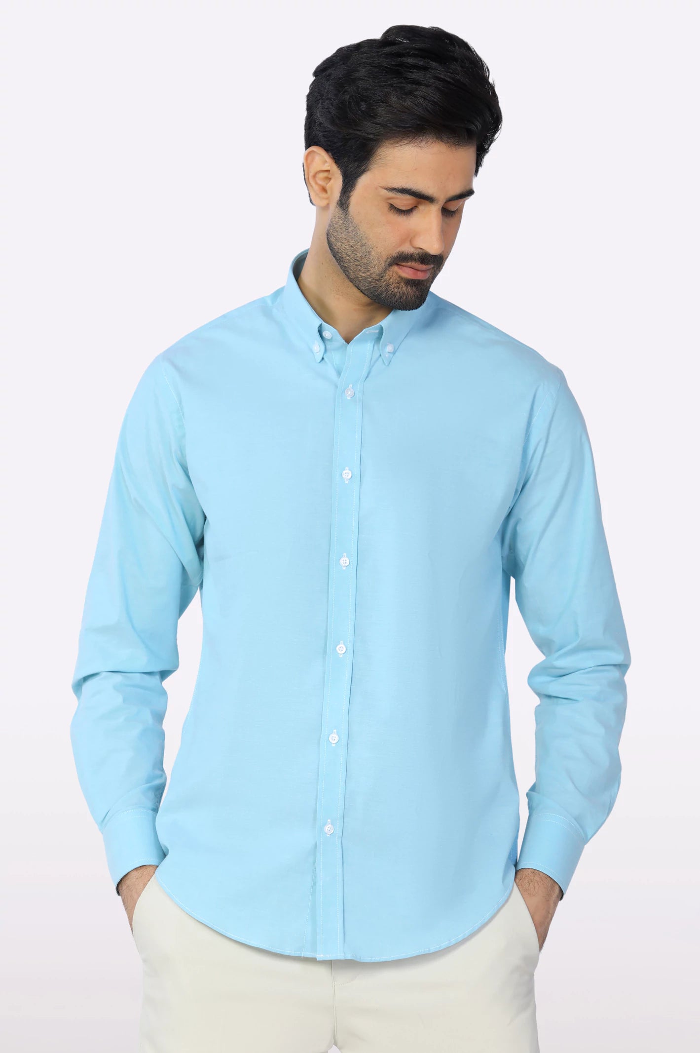 Blue Plain Casual Shirt From Diners