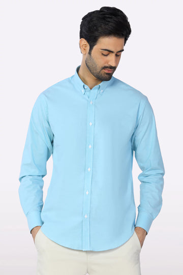 Blue Plain Casual Shirt From Diners