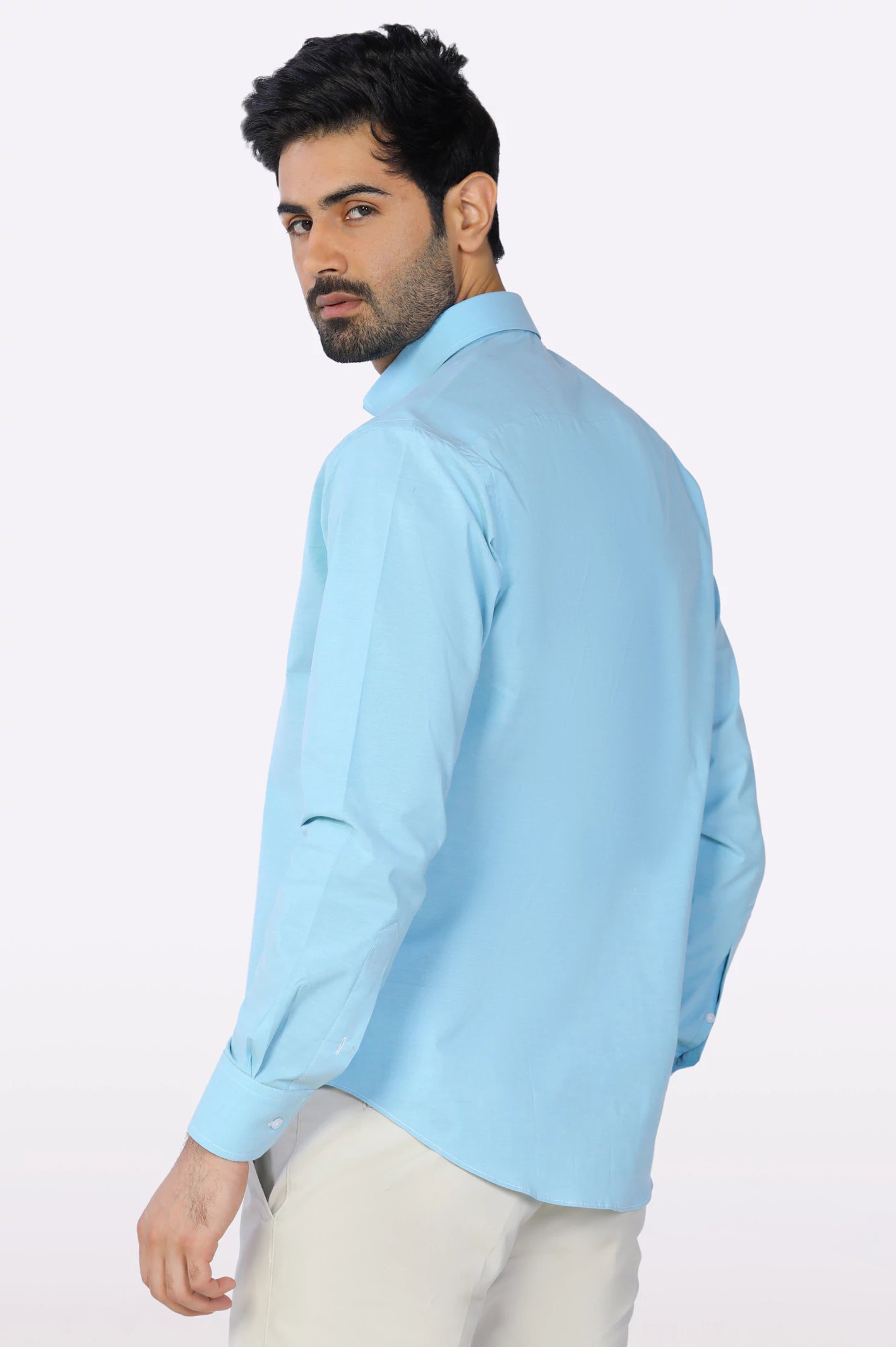 Blue Plain Casual Shirt From Diners