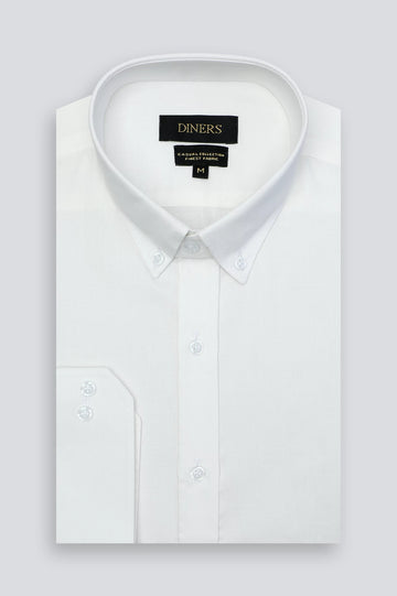 White Twill Textured Casual Shirt