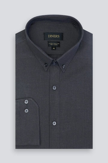 Black End-on-End Textured Casual Shirt