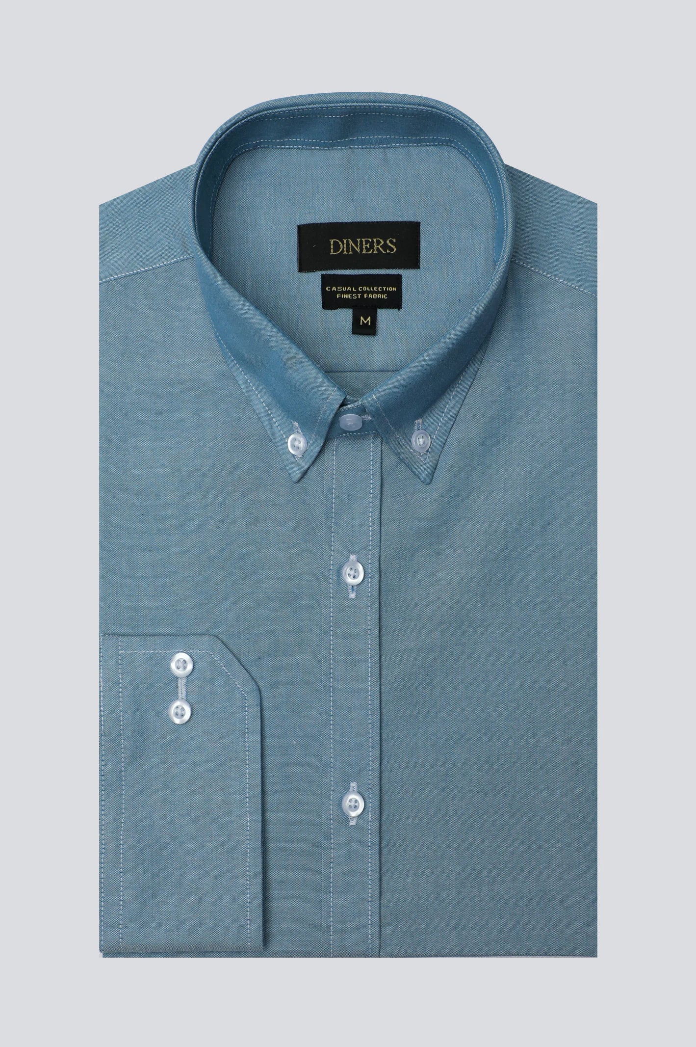 Blue Pinpoint Self Casual Shirt From Diners