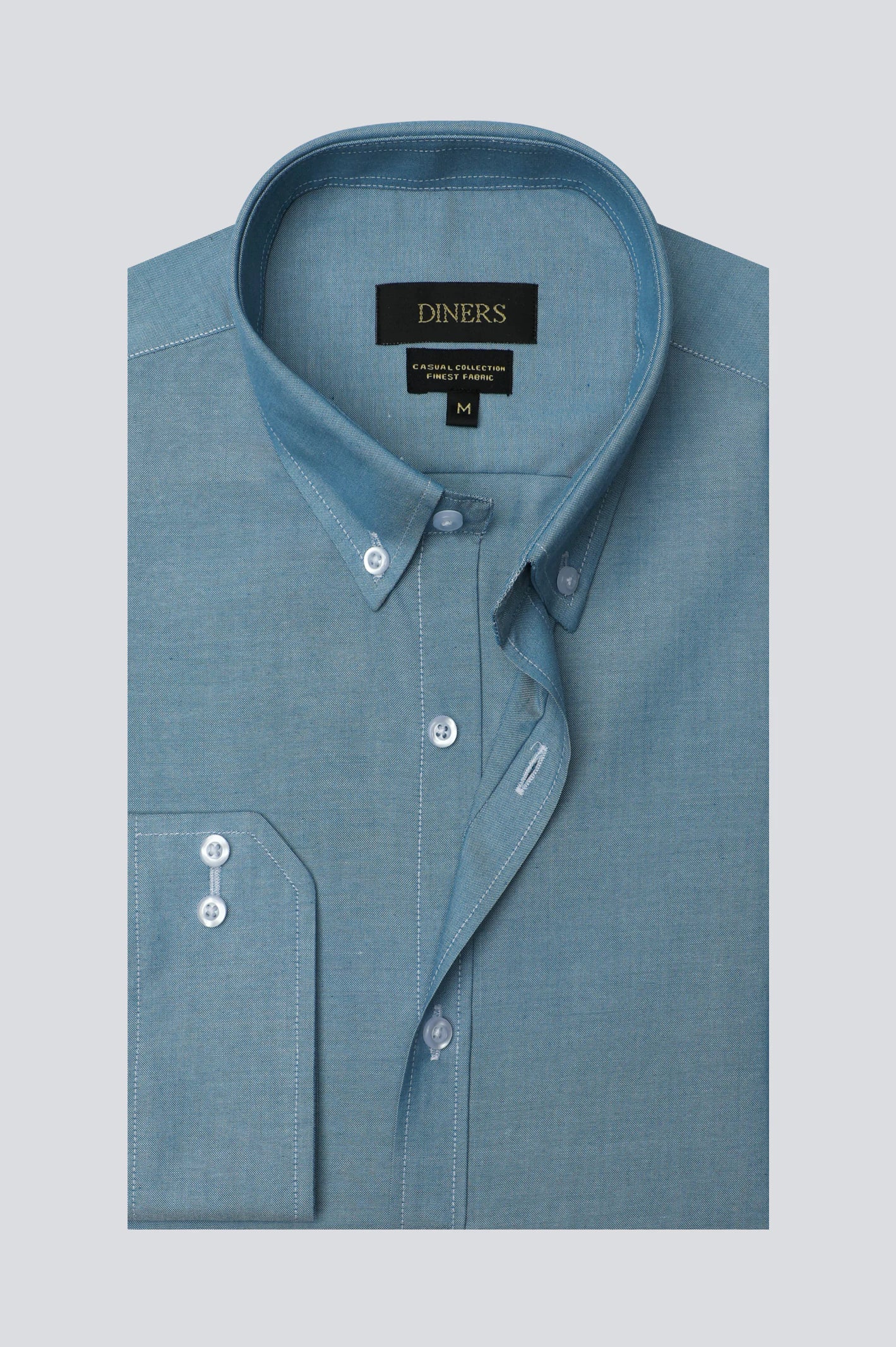 Blue Pinpoint Self Casual Shirt From Diners