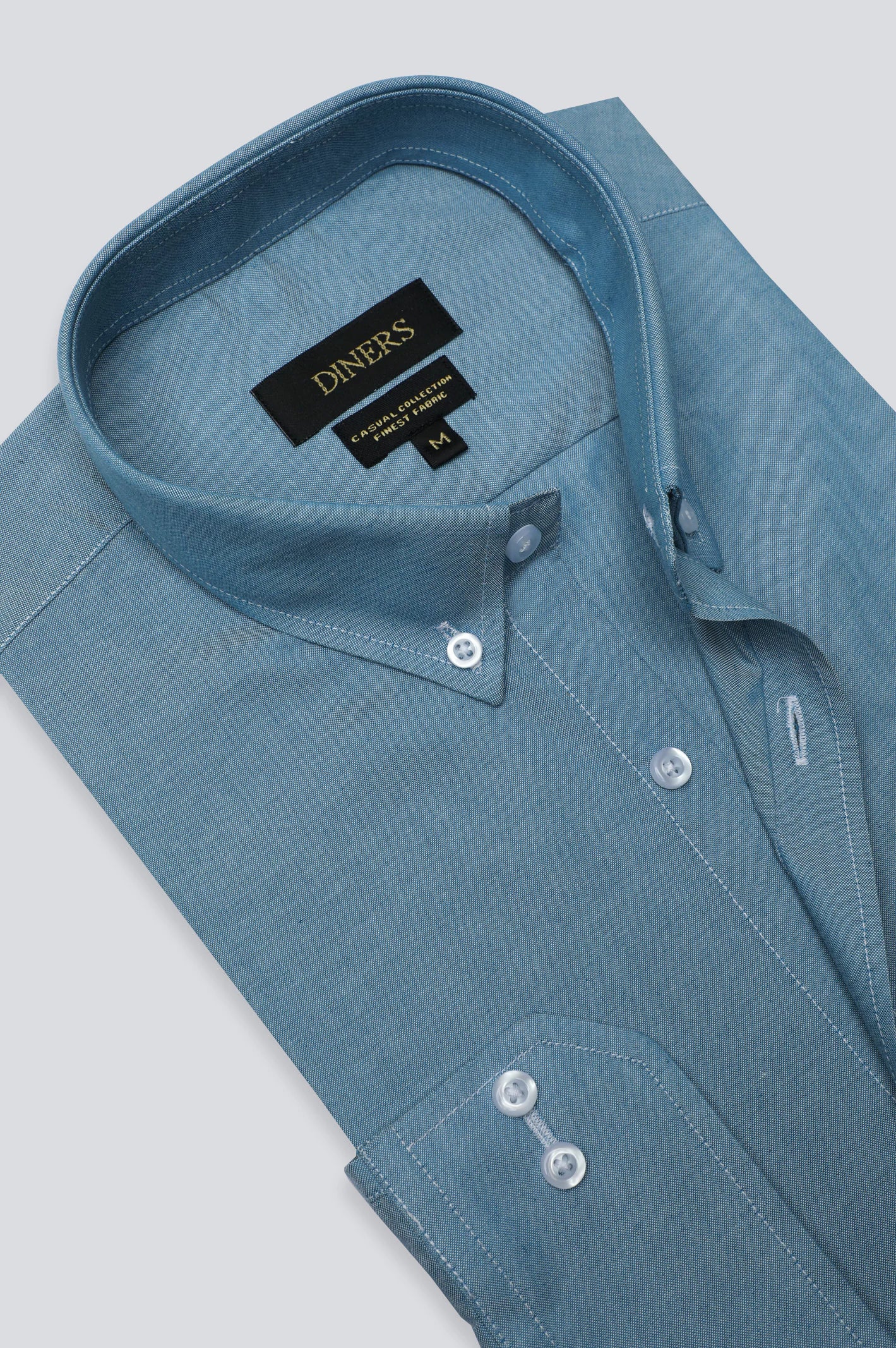 Blue Pinpoint Self Casual Shirt From Diners