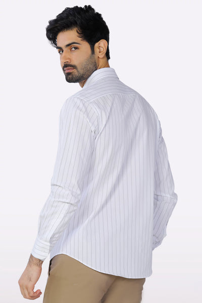 White Pinstripe Casual Shirt From Diners