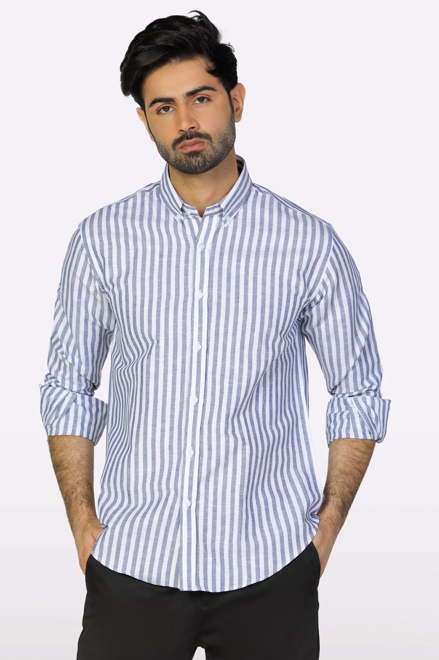 Blue Awning Stripe Casual Shirt From Diners