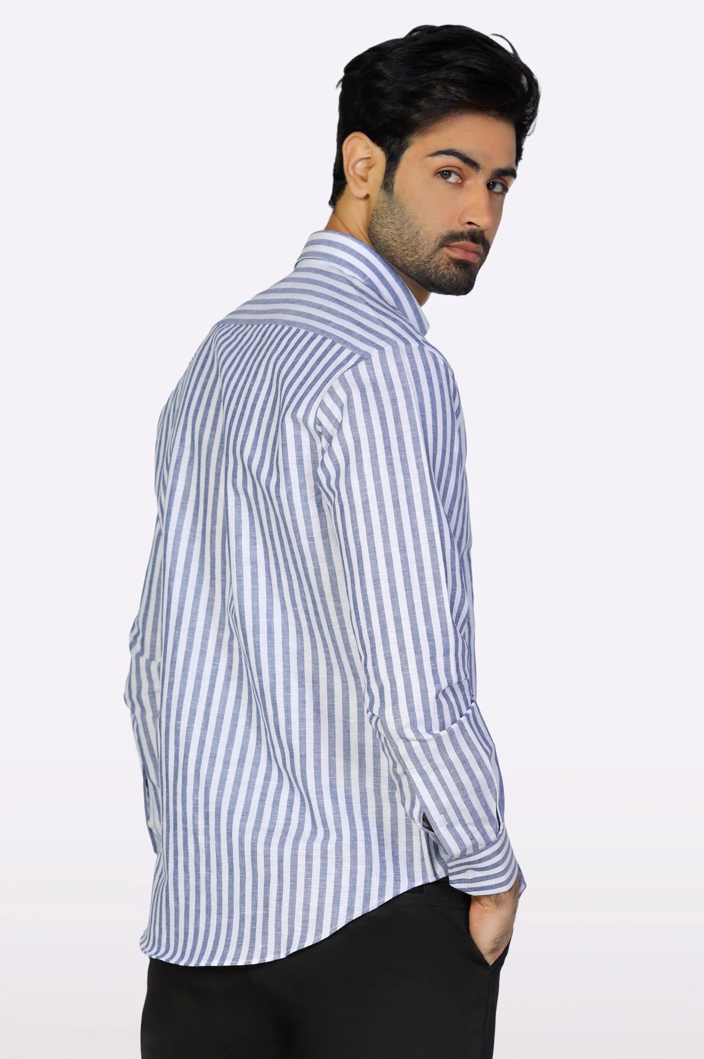 Blue Awning Stripe Casual Shirt From Diners