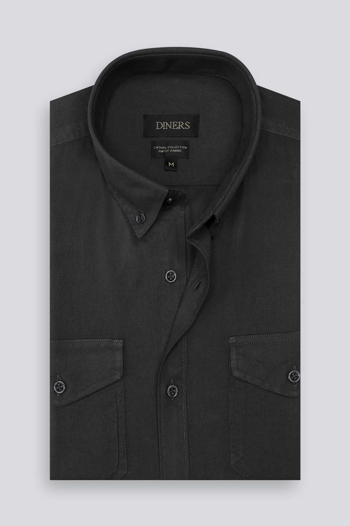 Black Plain Casual Shirt For Men From Diners