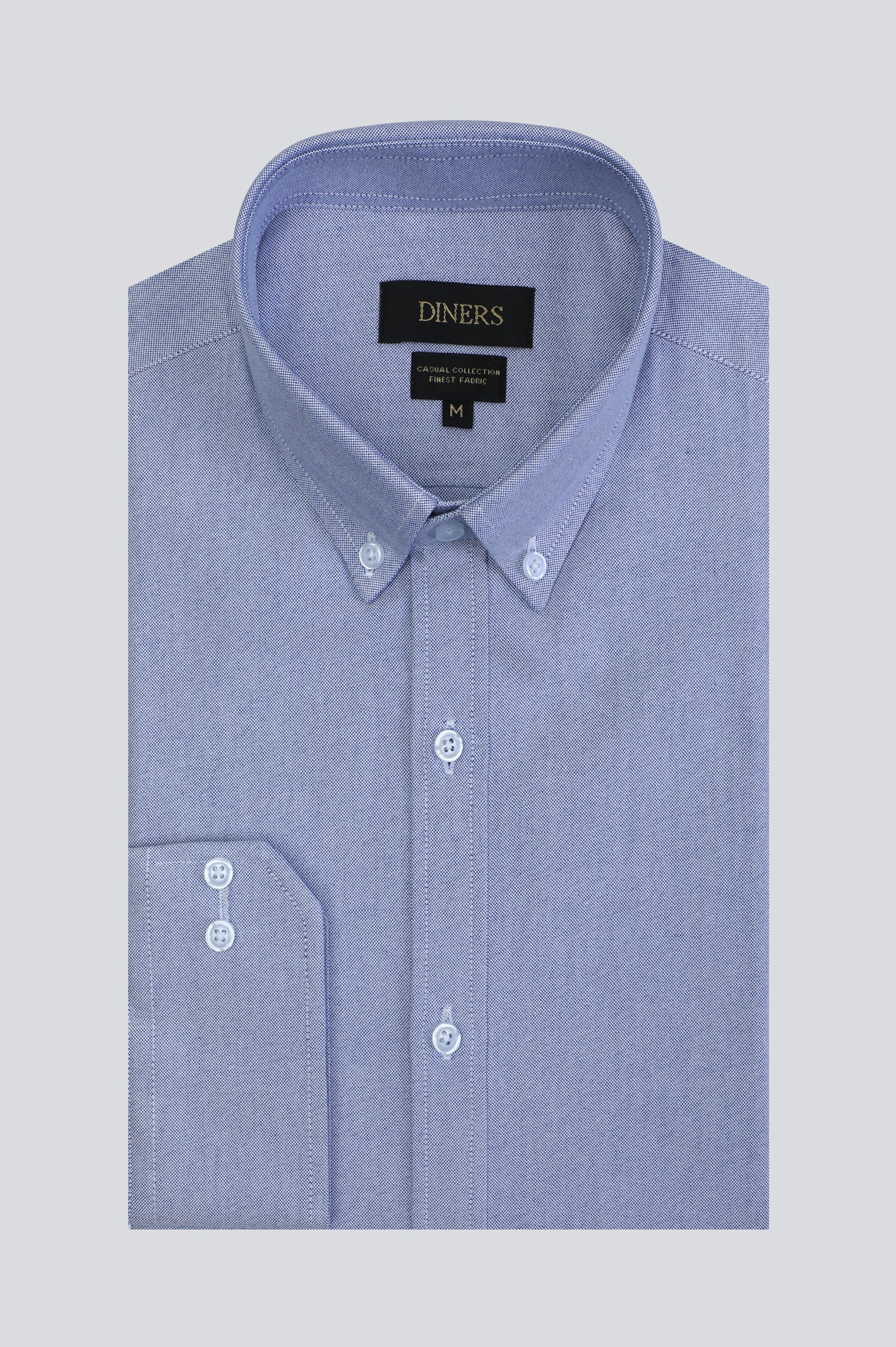 Blue Oxford Textured Casual Shirt From Diners