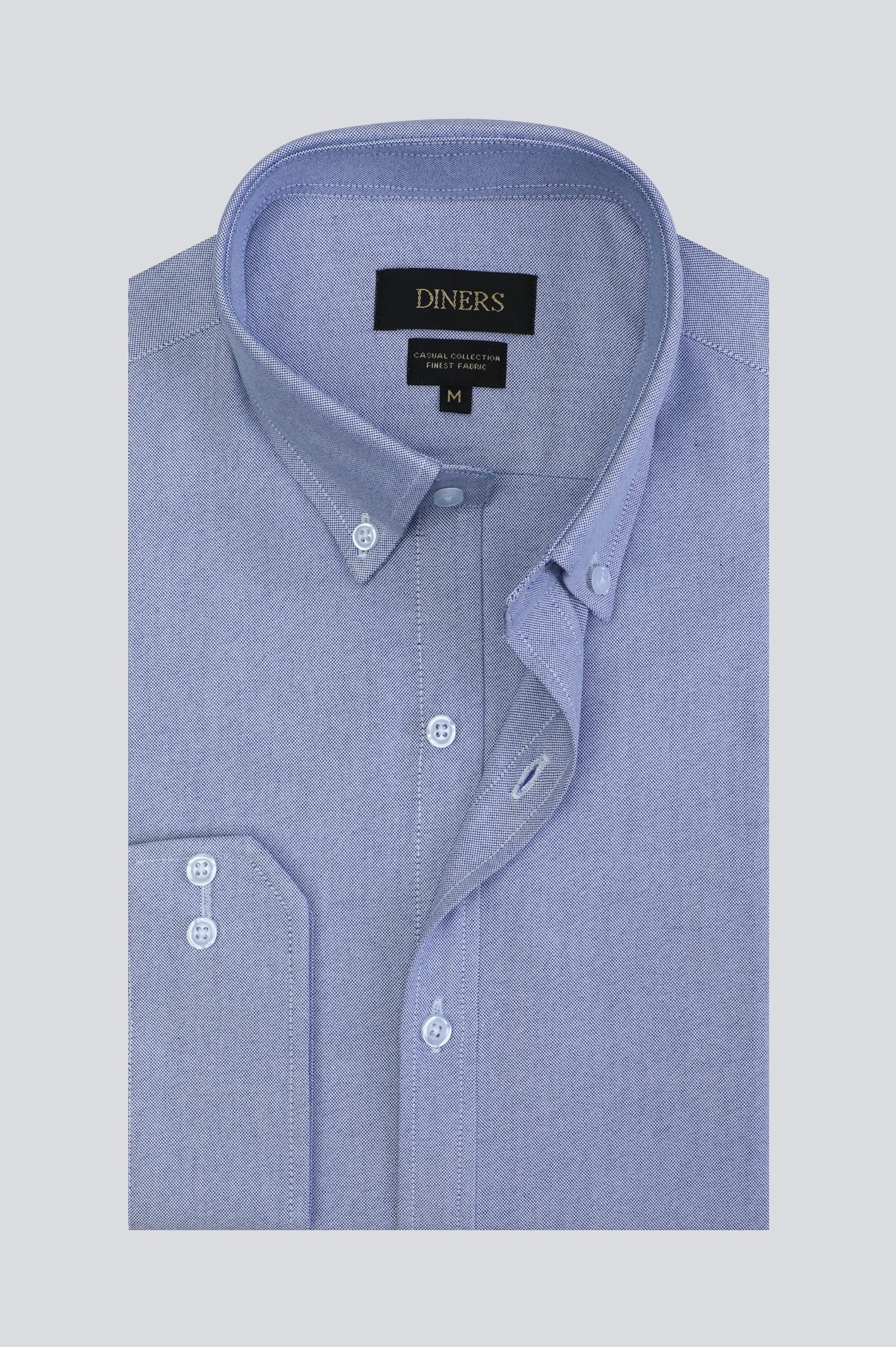 Blue Oxford Textured Casual Shirt From Diners