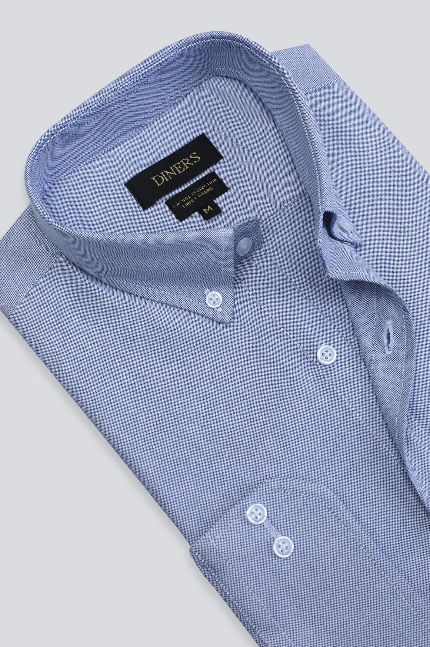 Blue Oxford Textured Casual Shirt From Diners