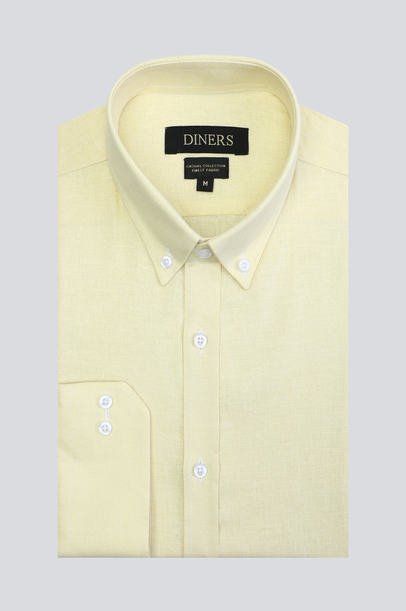 Yellow Pinpoint Textured Casual Shirt From Diners