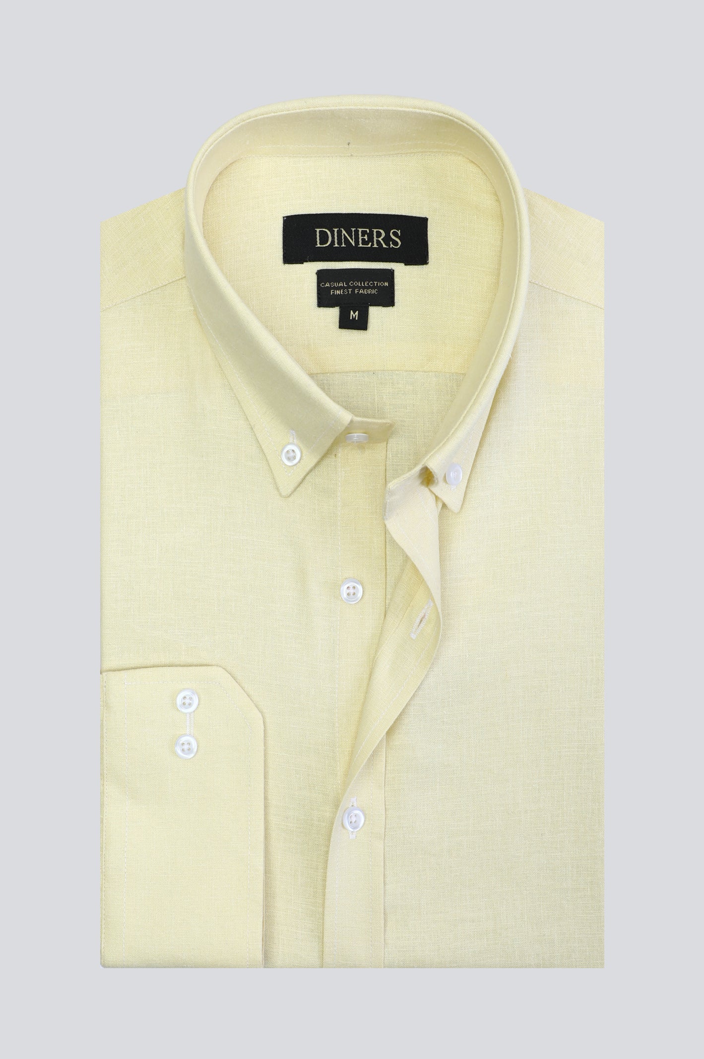 Yellow Pinpoint Textured Casual Shirt From Diners