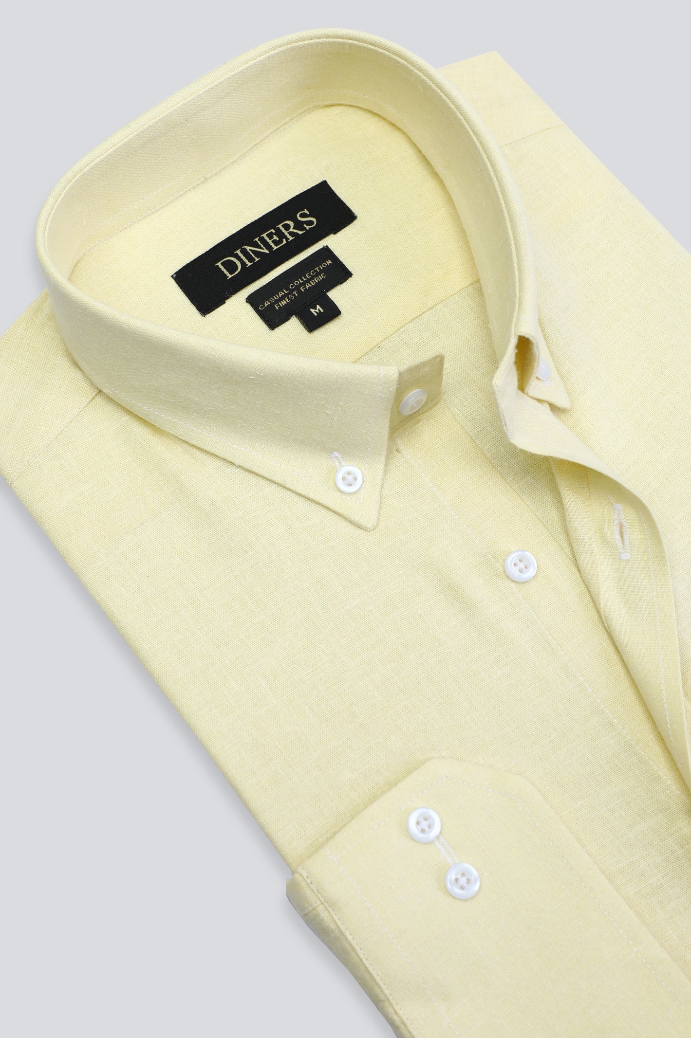 Yellow Pinpoint Textured Casual Shirt From Diners