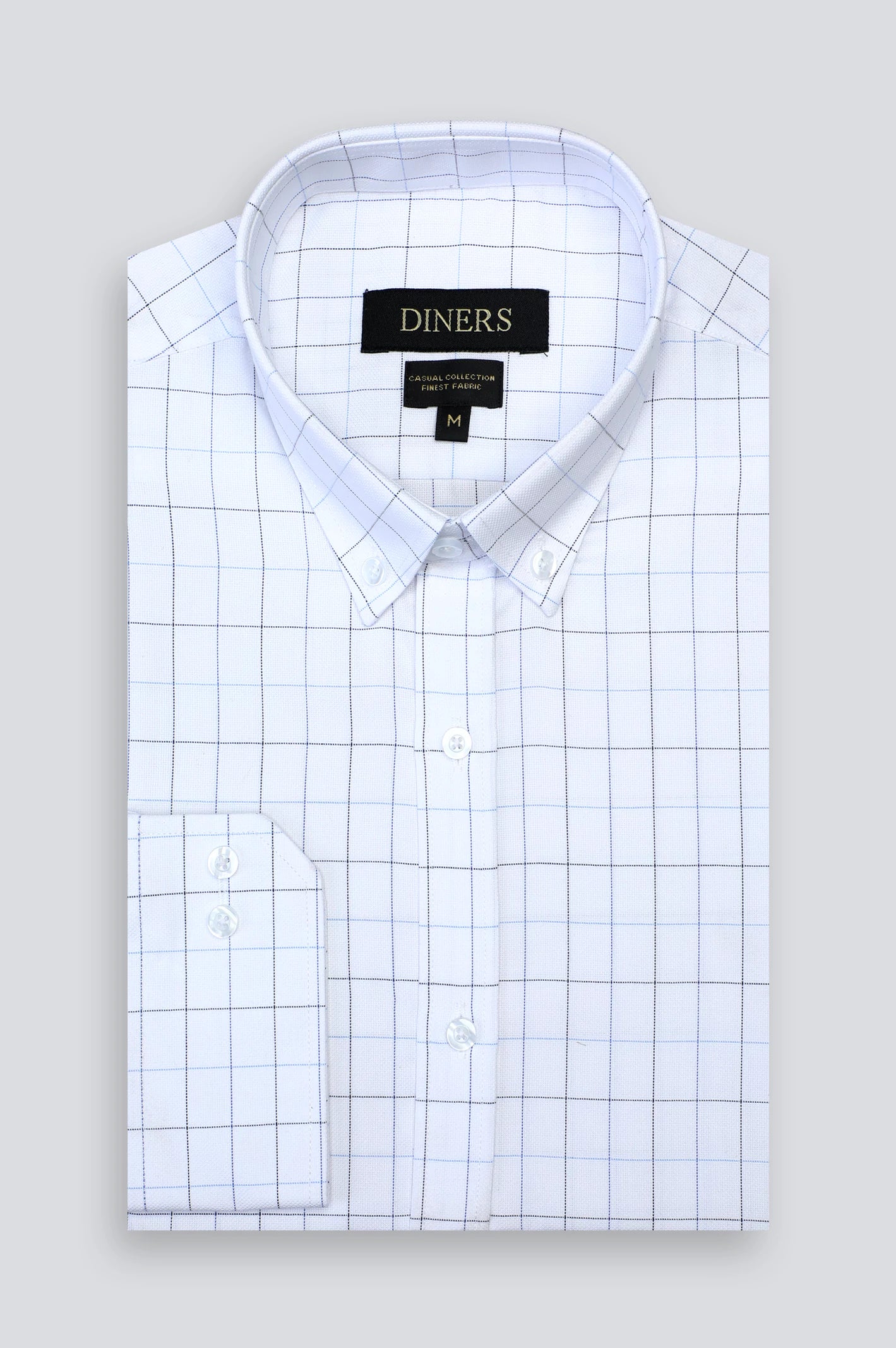 White Windowpane Check Casual Shirt For Men From Diners