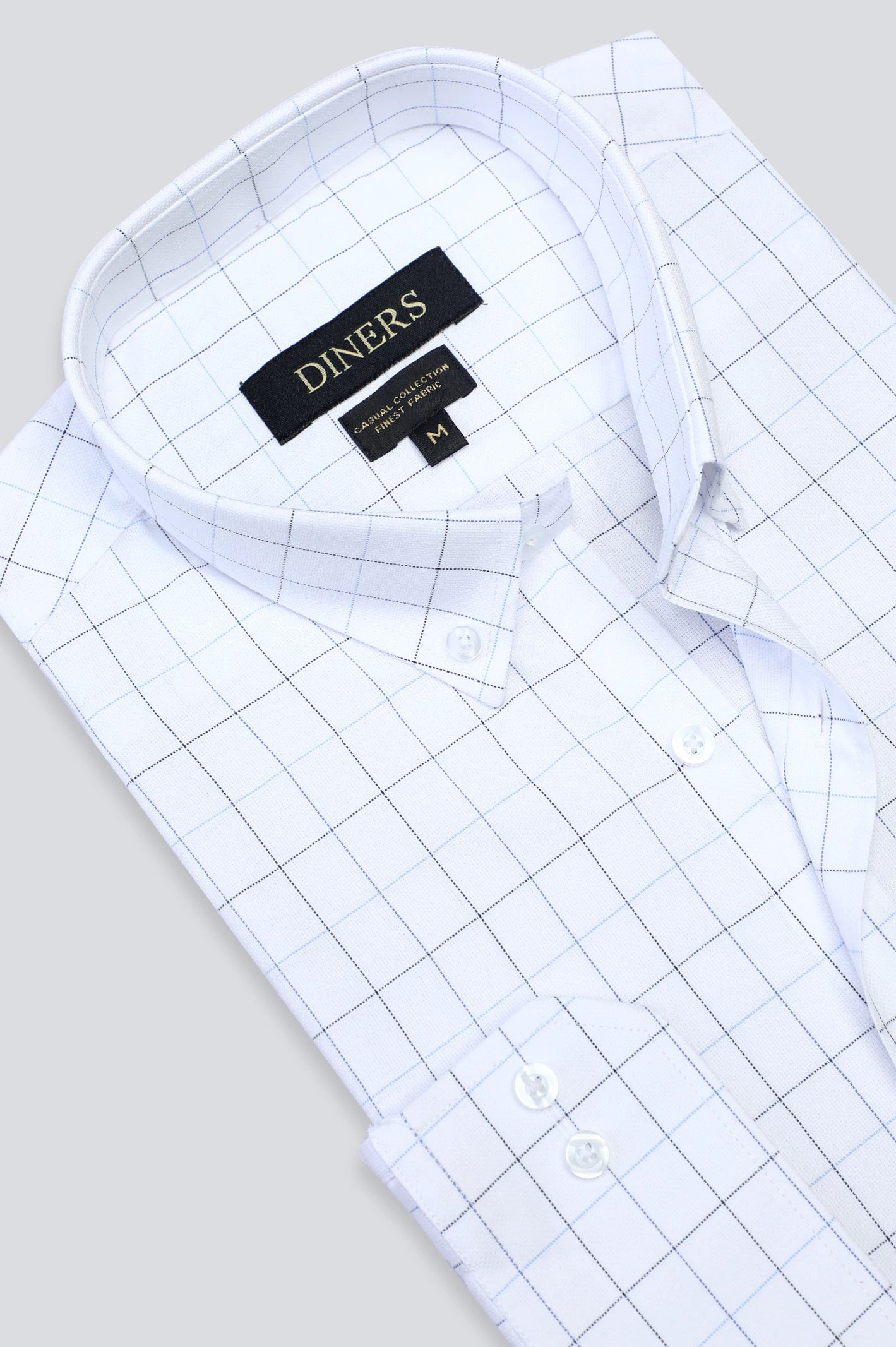 White Windowpane Check Casual Shirt For Men From Diners