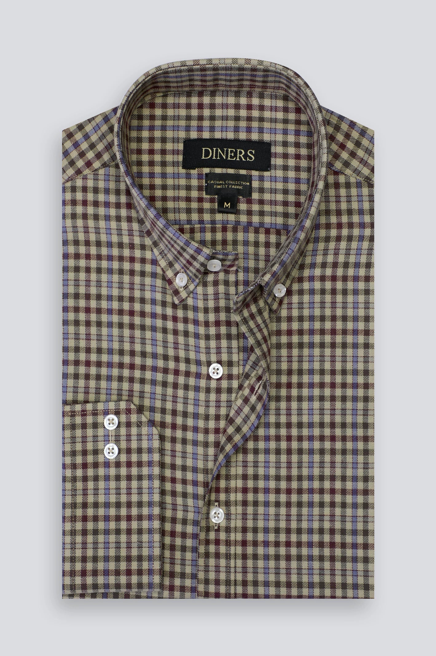 Multicolor Gingham Check Casual Shirt For Men From Diners