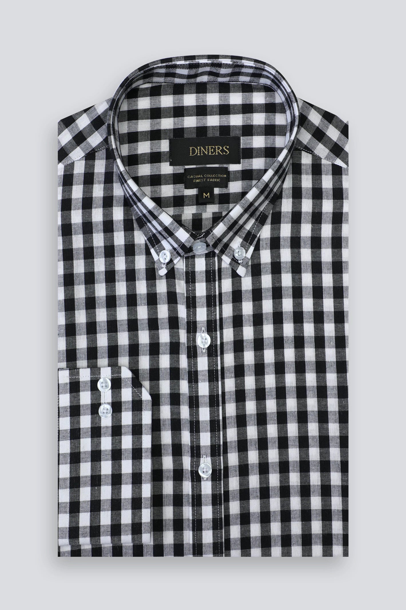 Black Gingham Casual Shirt For Men From Diners