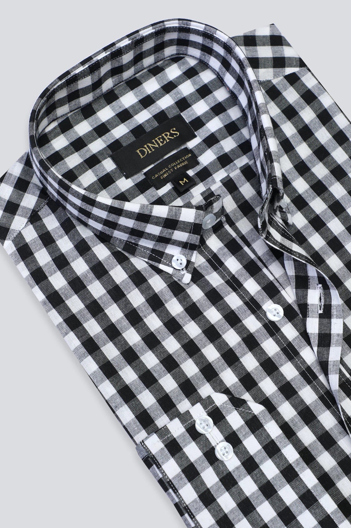 Black Gingham Casual Shirt For Men From Diners